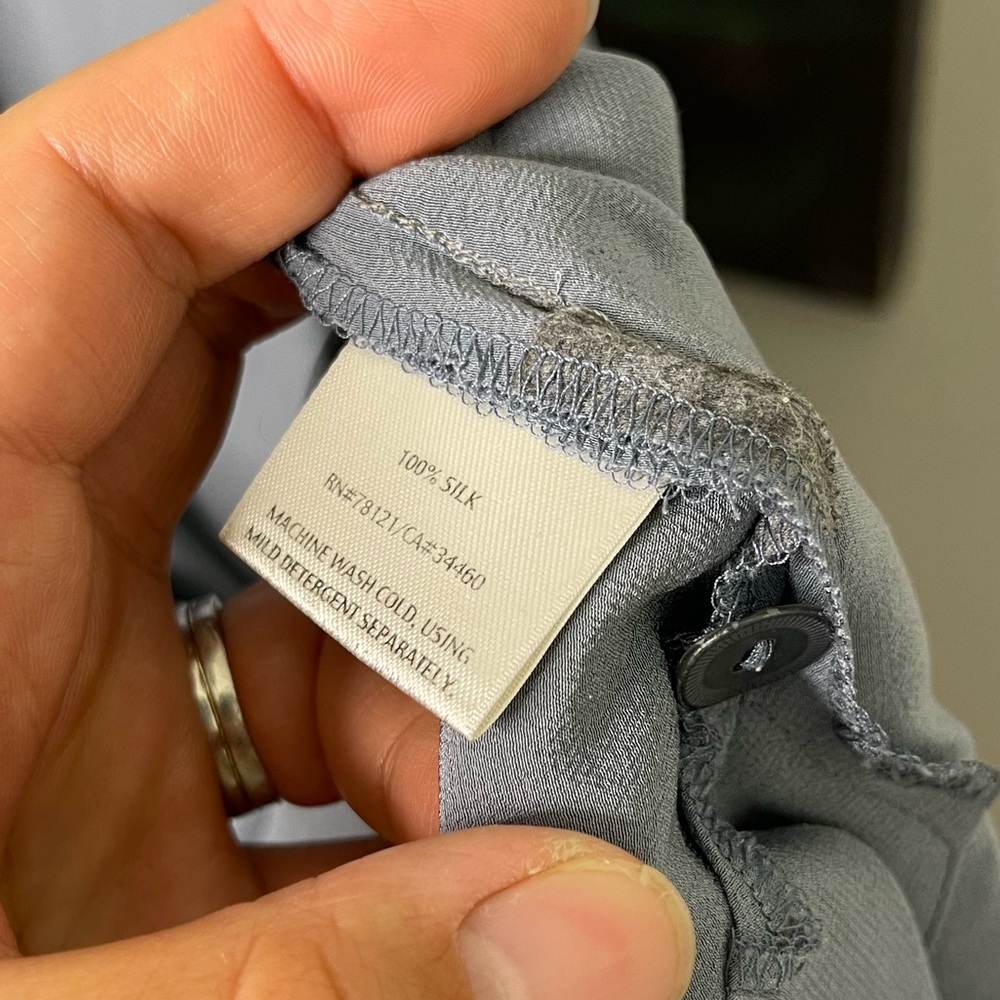 Lovely 100% SILK Eileen Fisher Gray Oversize Dolman Tunic Blouse Asymmetric XL - Picture 7 of 9